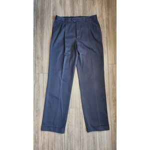 Ralph Lauren Mens Pleated Pants Navy Blue 36x36 Cotton Classic Fit